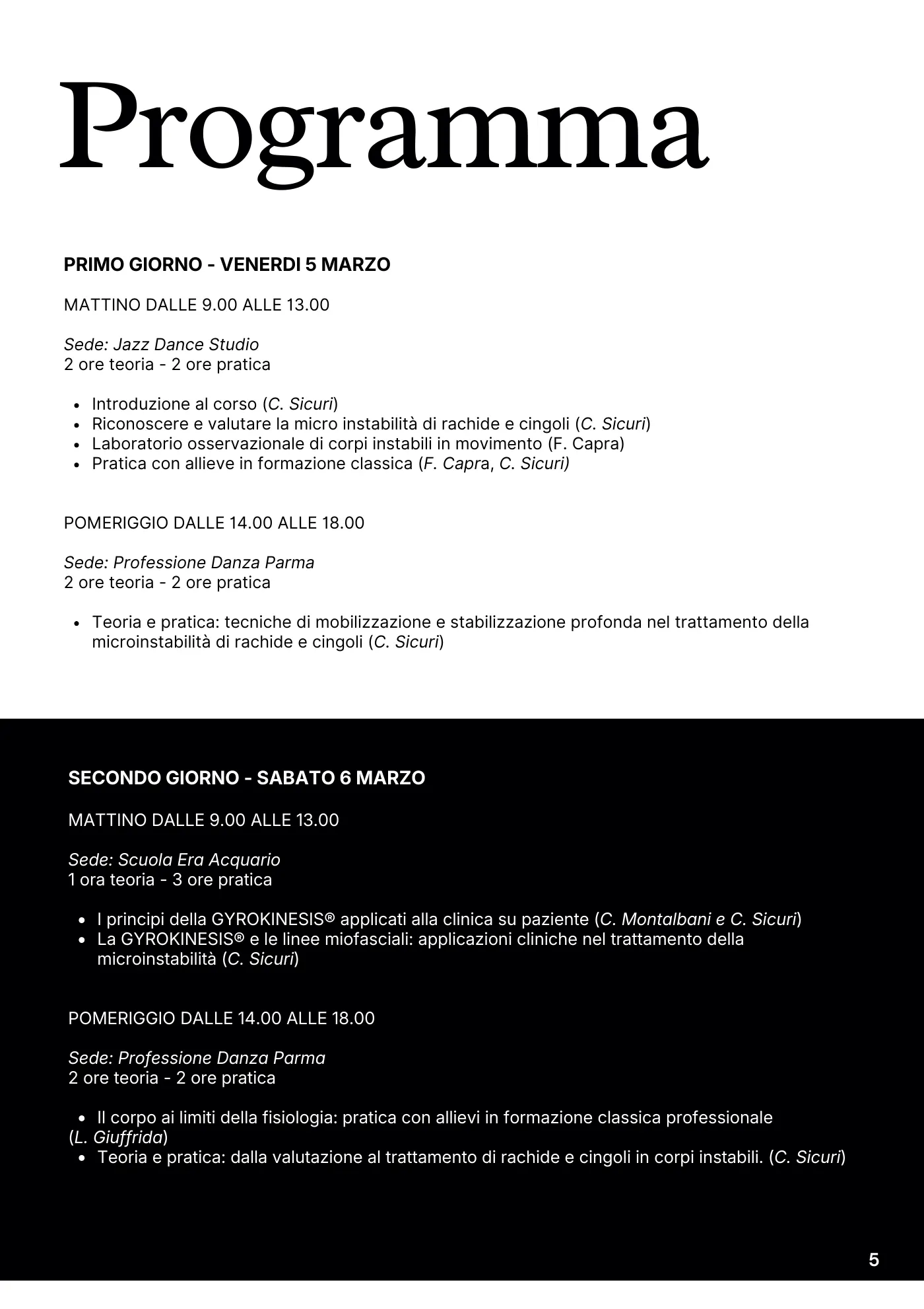 Programma FisioDanceClass V edizione, pagina 5 di 10
